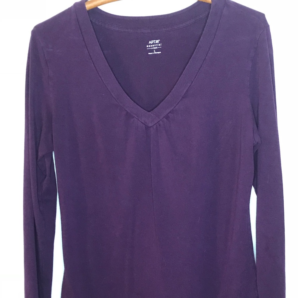 Apt 9 purple Essential Long Sleeve V-Neck